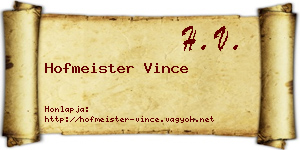 Hofmeister Vince névjegykártya